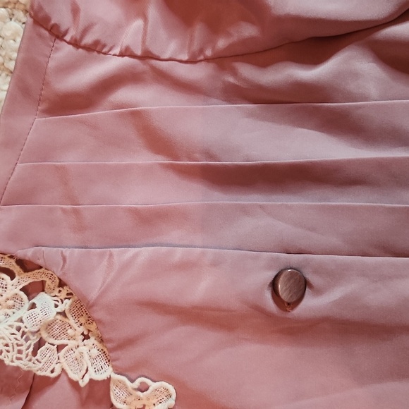 Vintage dusty rose shirt dress with attached lace collar Size M - Picture 6 of 11